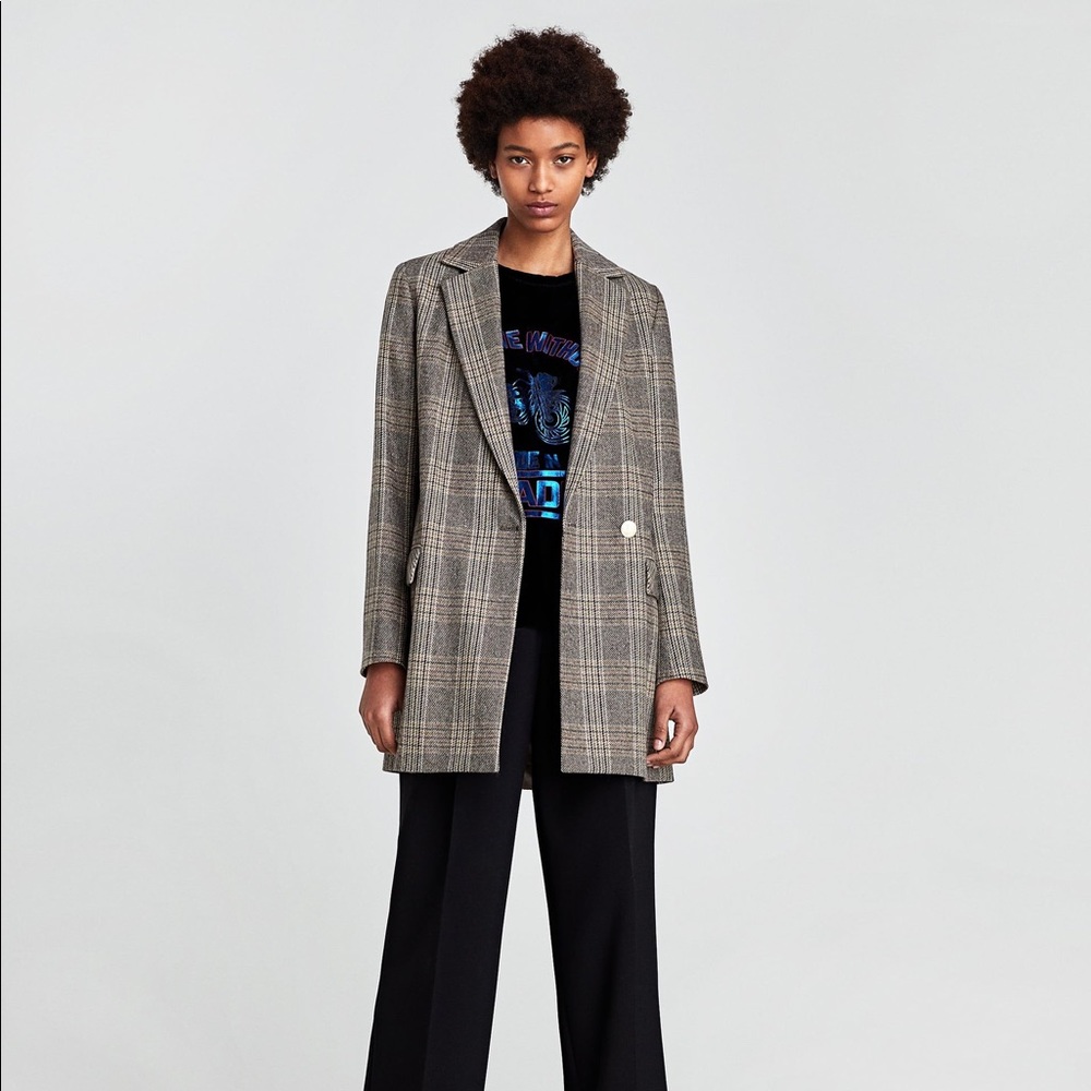 Zara check frock coat blazer